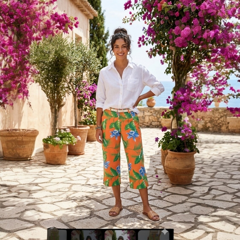 Lauren Ralph Lauren Capri floral print pants. Size 6P EUC